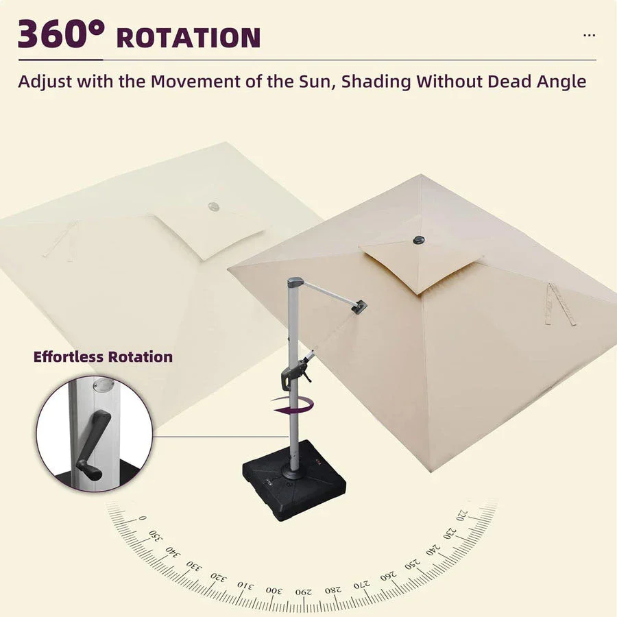(Umbrella and Base Set) PURPLE LEAF Double Top Rectangle Outdoor Classic Parasol with base - Image 8
