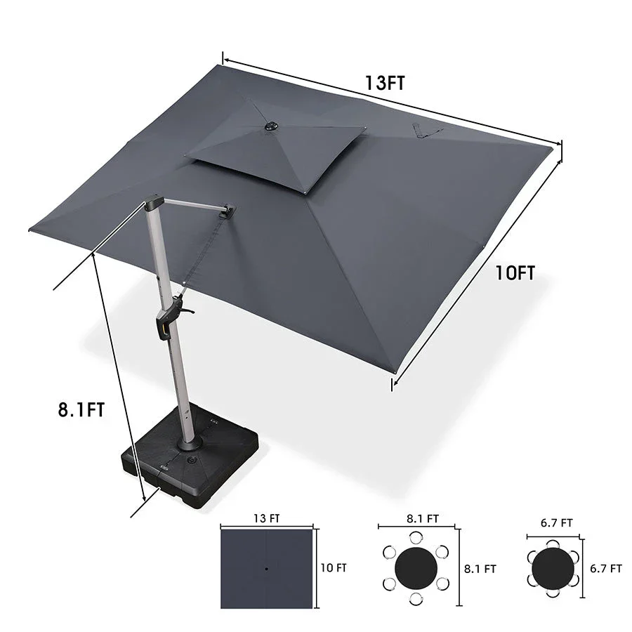 (Umbrella and Base Set) PURPLE LEAF Double Top Rectangle Outdoor Classic Parasol with base - Image 87