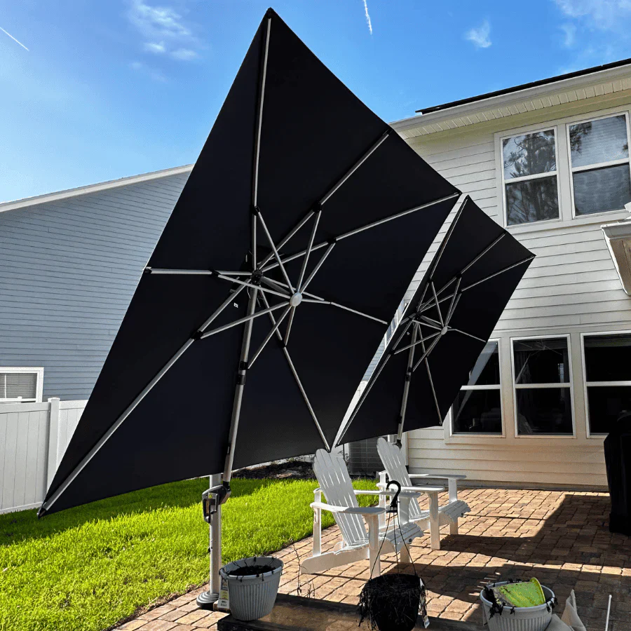 PURPLE LEAF Solar Powered Umbrella LED Rectangular Patio Umbrella with Lights - Image 52