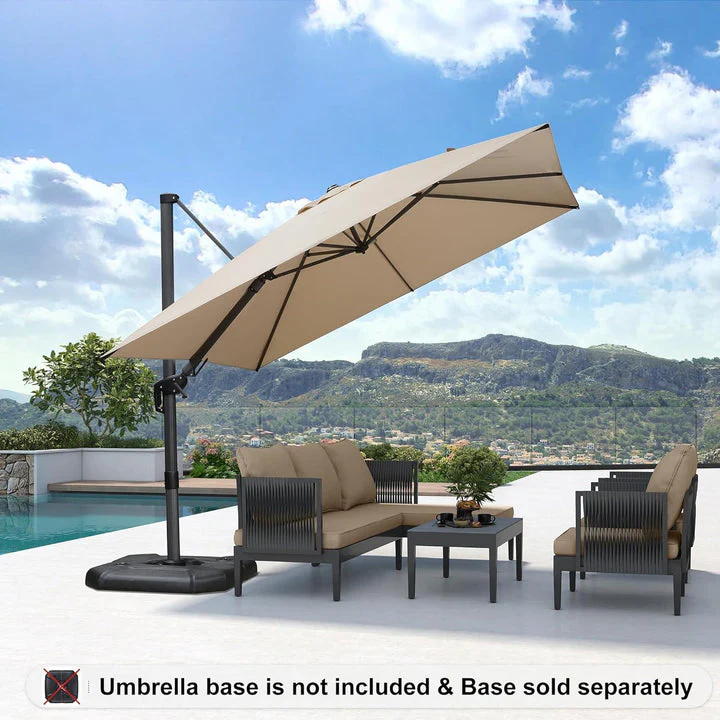 PURPLE LEAF Square Cantilever Patio Parasol with 360° Swivel and Tilt - Image 11