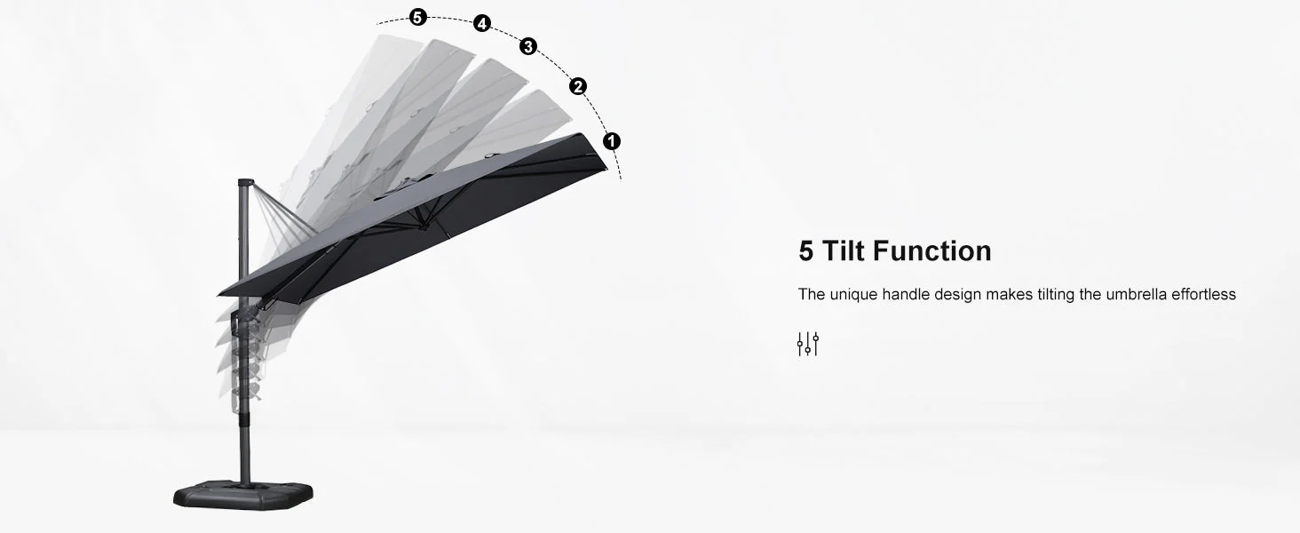 PURPLE LEAF Square Cantilever Patio Parasol with 360° Swivel and Tilt - Image 20