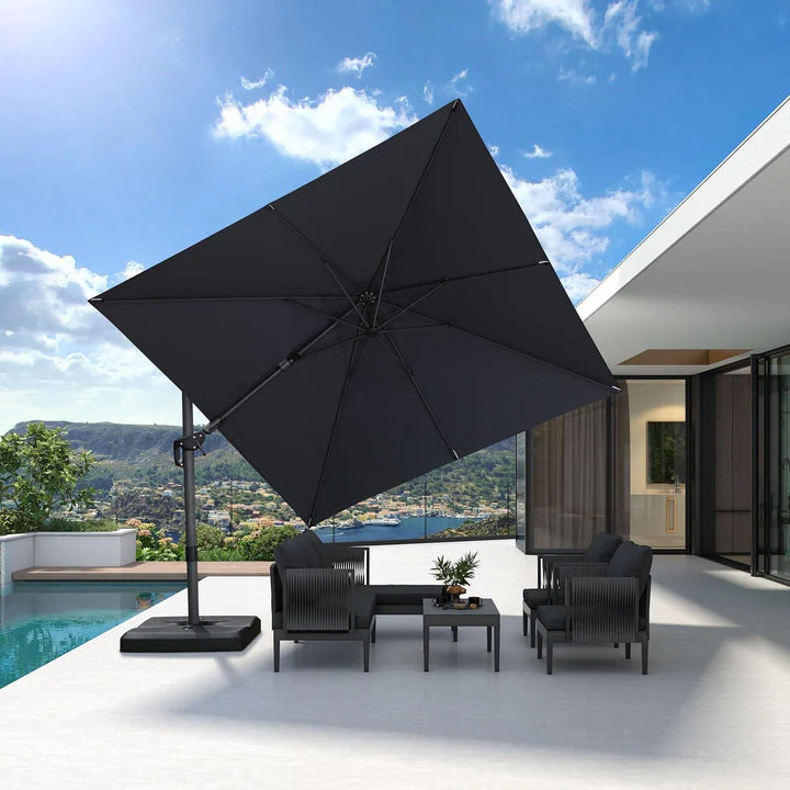 PURPLE LEAF Square Cantilever Patio Parasol with 360° Swivel and Tilt - Image 22