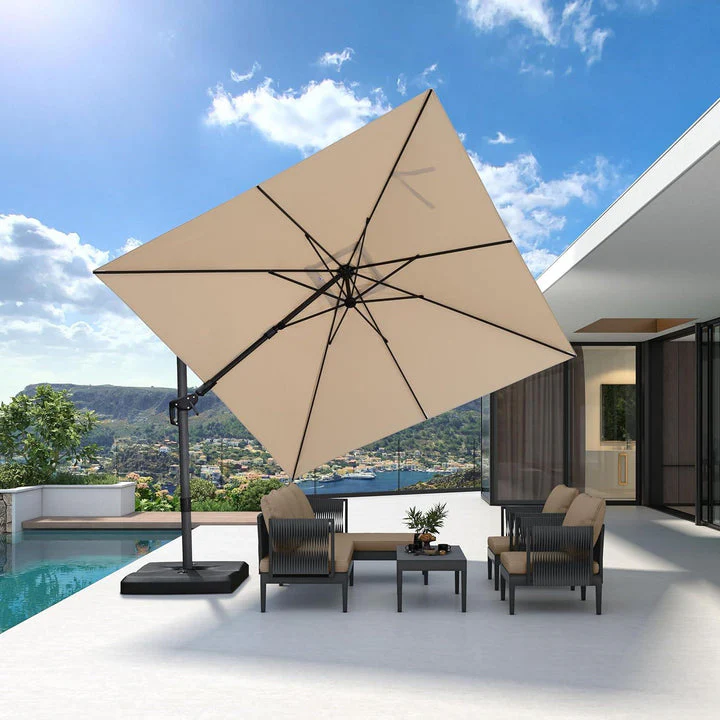 PURPLE LEAF Square Cantilever Patio Parasol with 360° Swivel and Tilt - Image 3