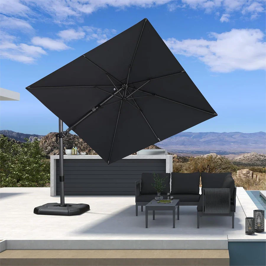 PURPLE LEAF Square Cantilever Patio Parasol with 360° Swivel and Tilt - Image 32