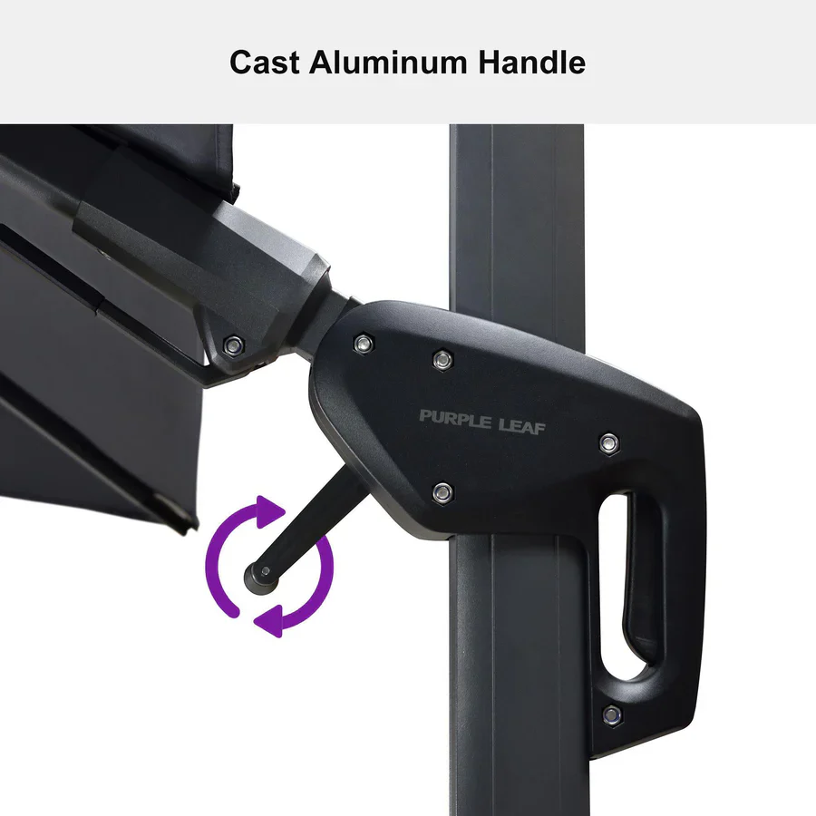 PURPLE LEAF Square Cantilever Patio Parasol with 360° Swivel and Tilt - Image 36