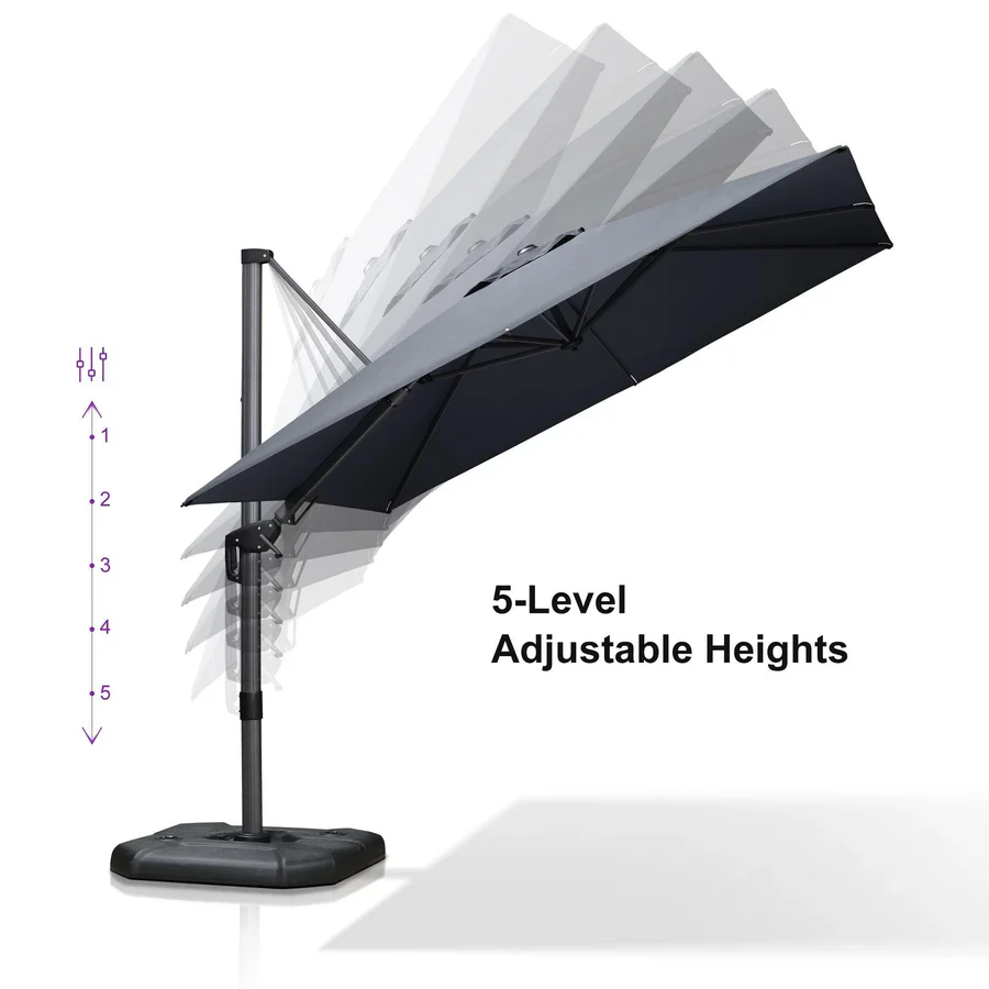 PURPLE LEAF Square Cantilever Patio Parasol with 360° Swivel and Tilt - Image 38