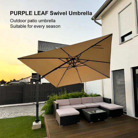 PURPLE LEAF Square Cantilever Patio Parasol with 360° Swivel and Tilt - Image 41
