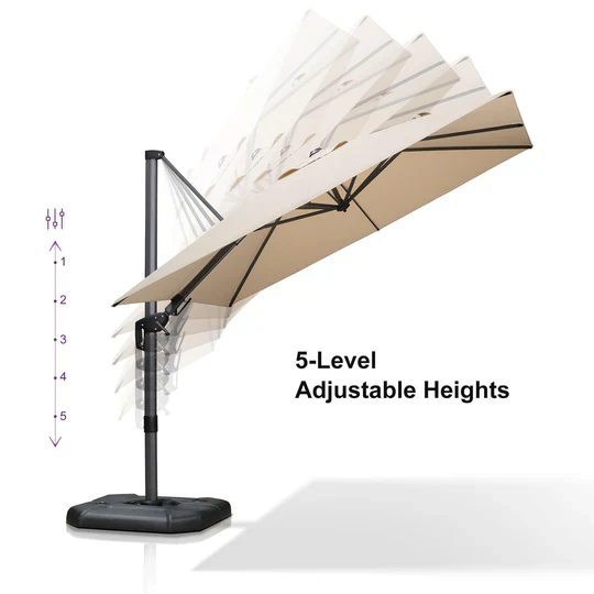 PURPLE LEAF Square Cantilever Patio Parasol with 360° Swivel and Tilt - Image 47