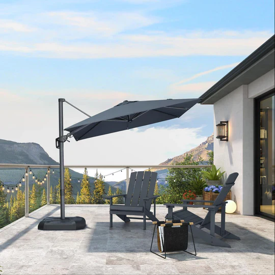 PURPLE LEAF Square Cantilever Patio Parasol with 360° Swivel and Tilt - Image 50