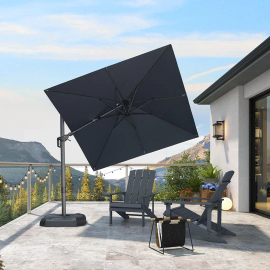 PURPLE LEAF Square Cantilever Patio Parasol with 360° Swivel and Tilt - Image 51