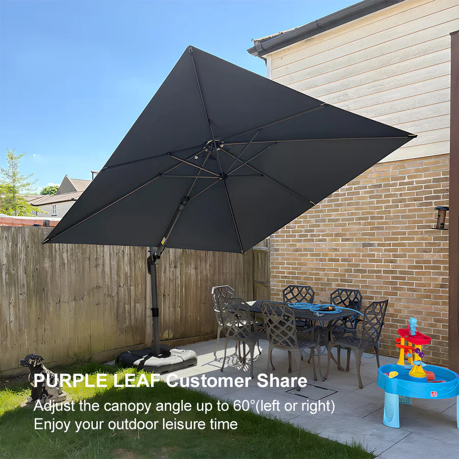 PURPLE LEAF Square Cantilever Patio Parasol with 360° Swivel and Tilt - Image 57