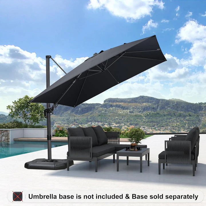 PURPLE LEAF Square Cantilever Patio Parasol with 360° Swivel and Tilt - Image 6