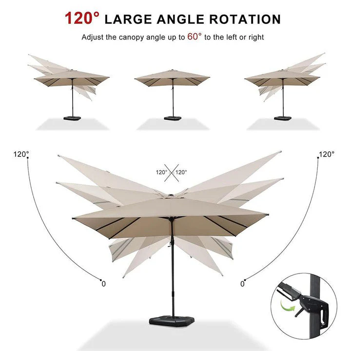 PURPLE LEAF Square Cantilever Patio Parasol with 360° Swivel and Tilt - Image 7