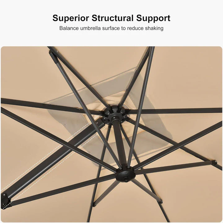 PURPLE LEAF Square Cantilever Patio Parasol with 360° Swivel and Tilt - Image 9