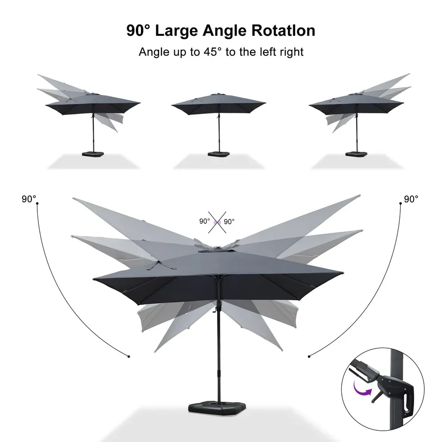 PURPLE LEAF Rectangle Swivel Offset Cantilever  Parasol - Image 17