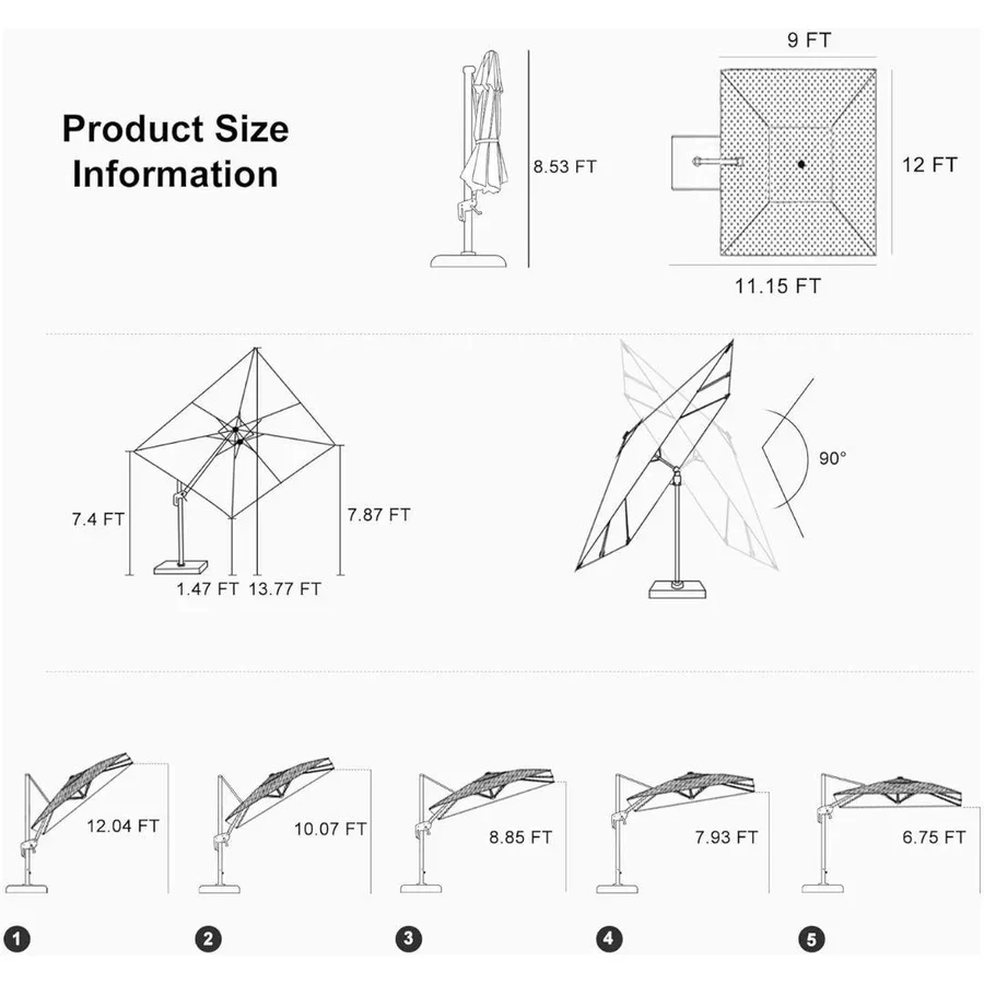 PURPLE LEAF Rectangle Swivel Offset Cantilever  Parasol - Image 23