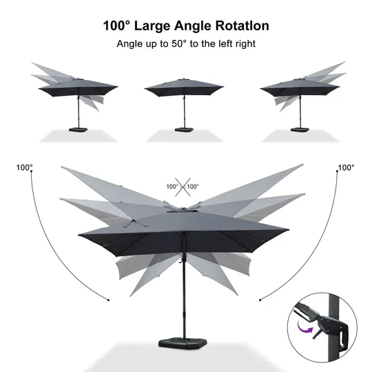 PURPLE LEAF Rectangle Swivel Offset Cantilever  Parasol - Image 26