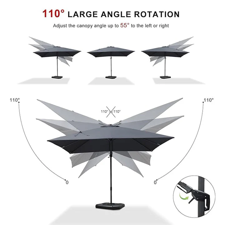 PURPLE LEAF Rectangle Swivel Offset Cantilever  Parasol - Image 8