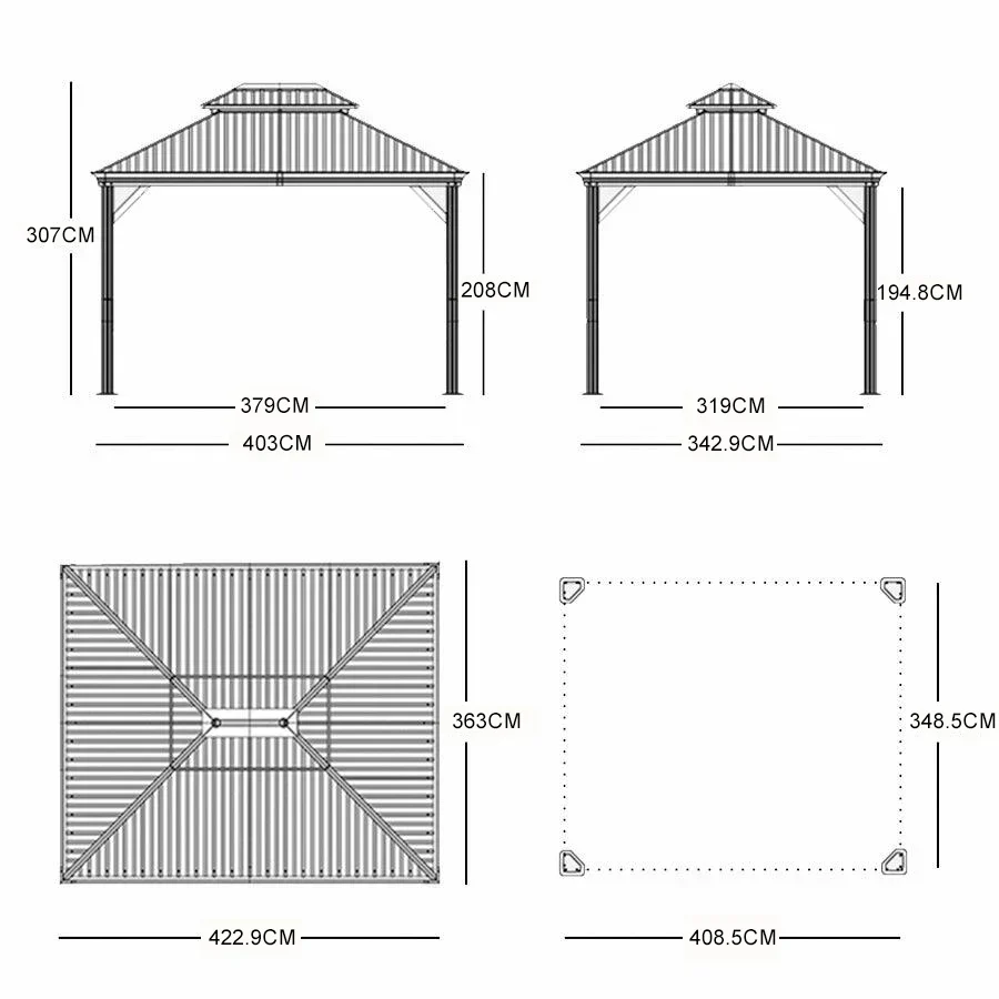 PURPLE LEAF Patio Gazebo for Backyard Grey Hardtop Galvanized Steel Roof Awning String Lights-milky - Image 17
