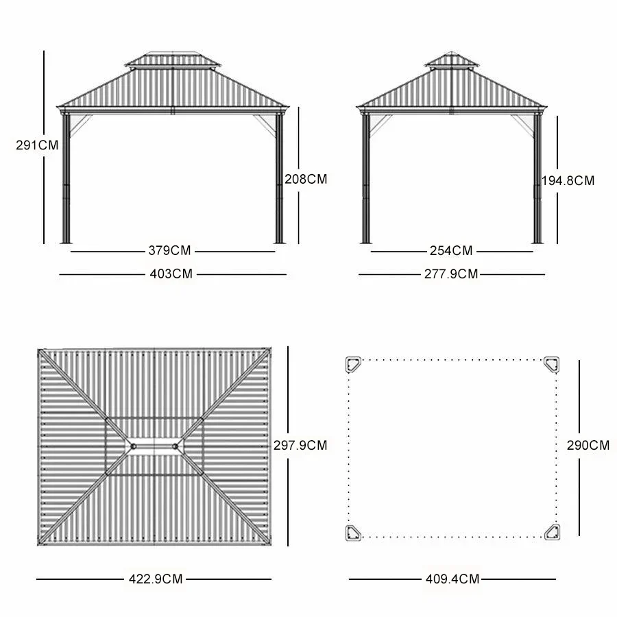 PURPLE LEAF Patio Gazebo for Backyard Grey Hardtop Galvanized Steel Roof Awning String Lights-milky - Image 29