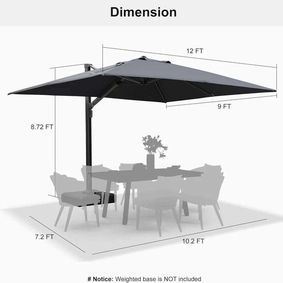 PURPLE LEAF Outdoor Aluminum Umbrella Offset Patio Umbrella - Image 17