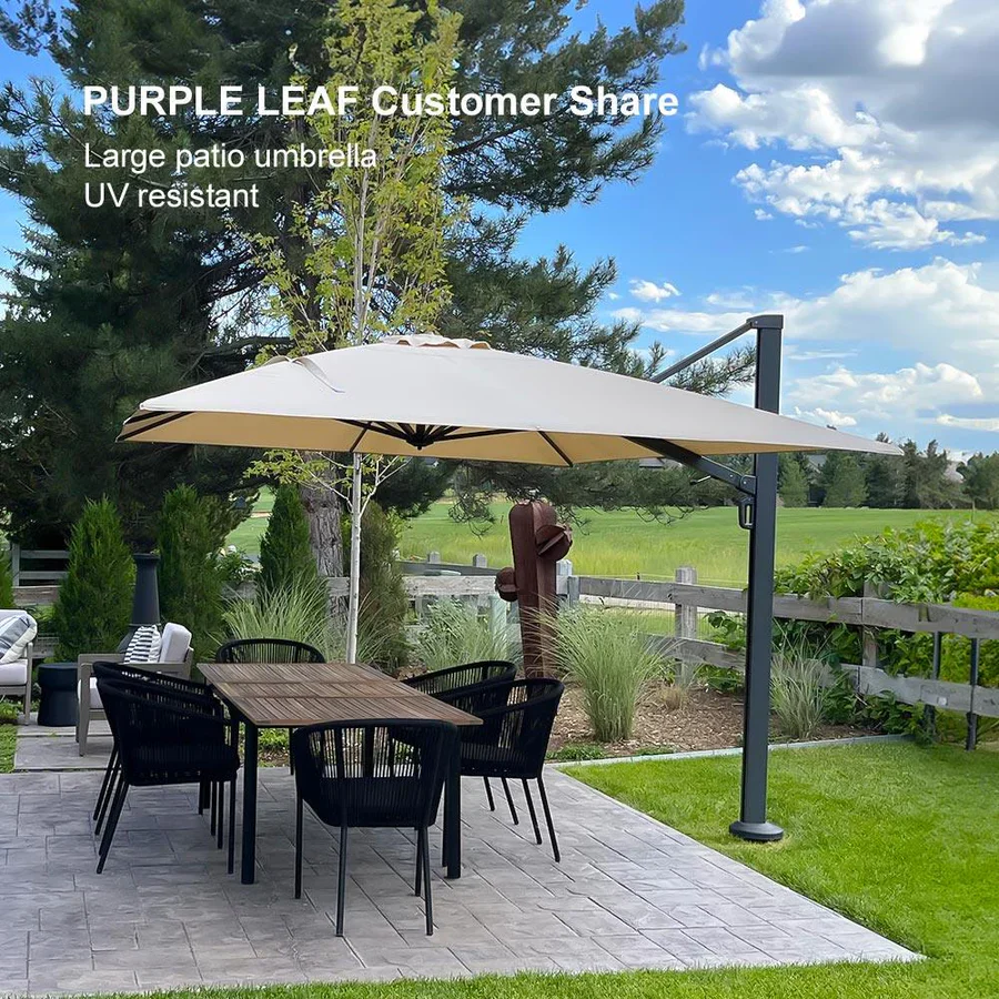 PURPLE LEAF Outdoor Aluminum Umbrella Offset Patio Umbrella - Image 23