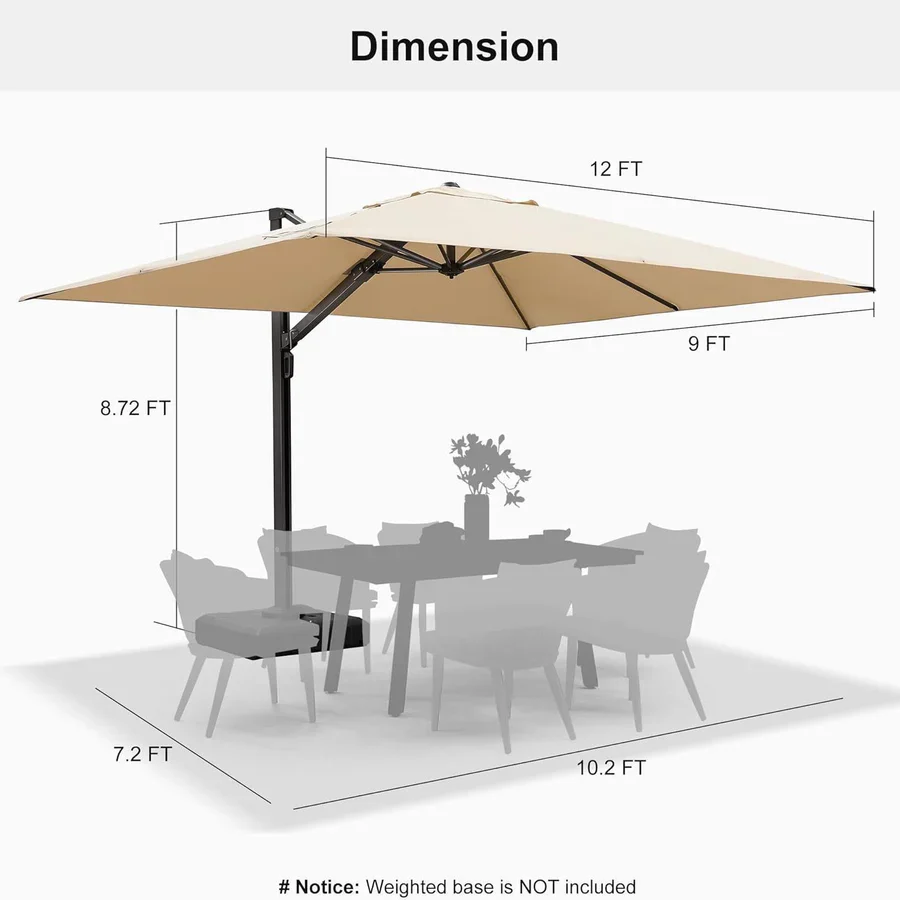 PURPLE LEAF Outdoor Aluminum Umbrella Offset Patio Umbrella - Image 25