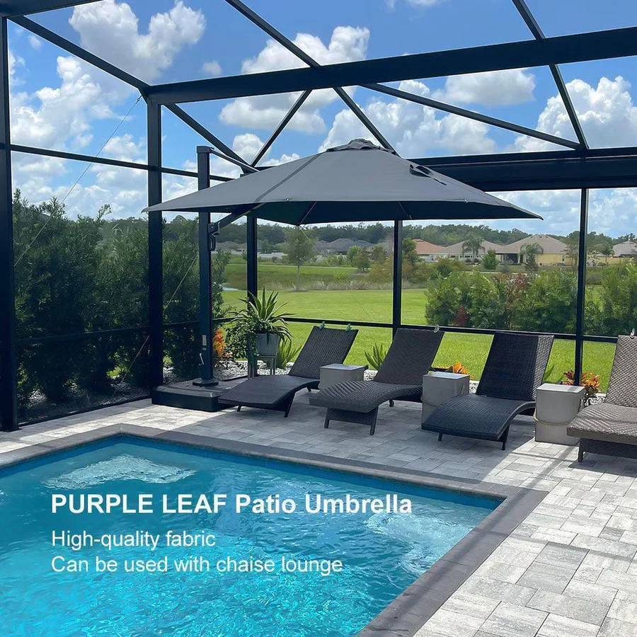 PURPLE LEAF Outdoor Aluminum Umbrella Offset Patio Umbrella - Image 4