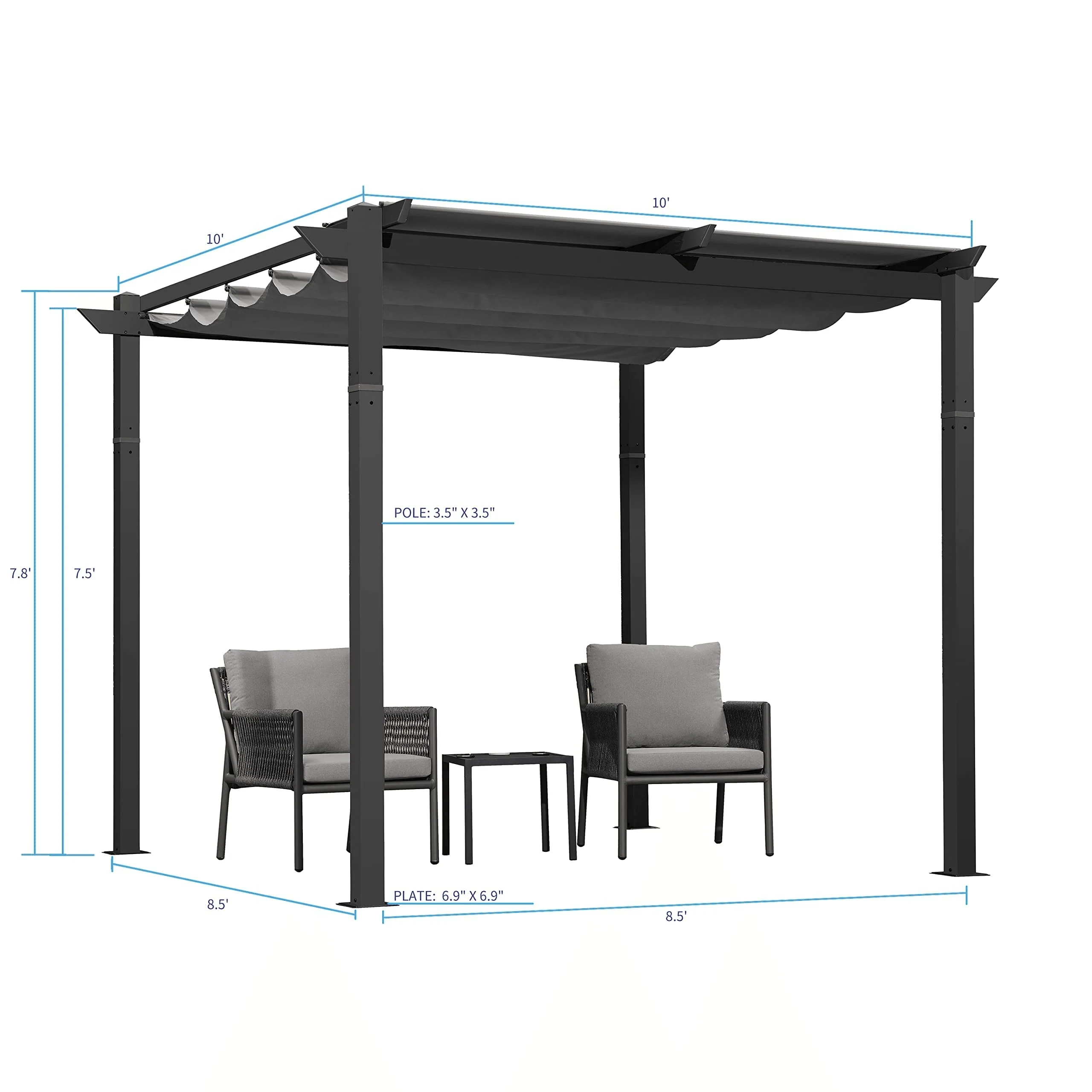 PURPLE LEAF Retractable Pergola with Double Sun Shade Canopy  Heavy-Duty Aluminum Pergola - Image 11