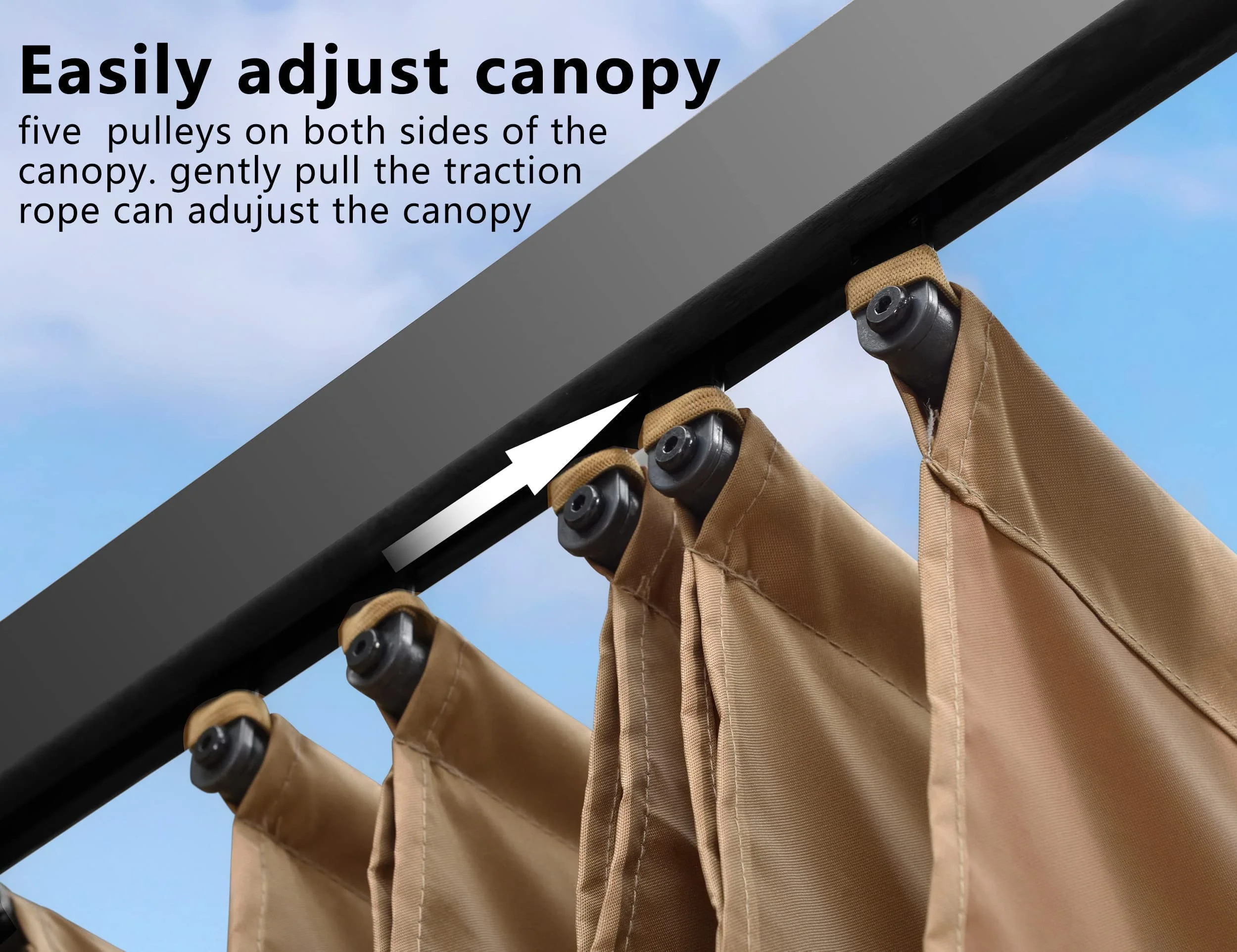 PURPLE LEAF Retractable Pergola with Double Sun Shade Canopy  Heavy-Duty Aluminum Pergola - Image 31
