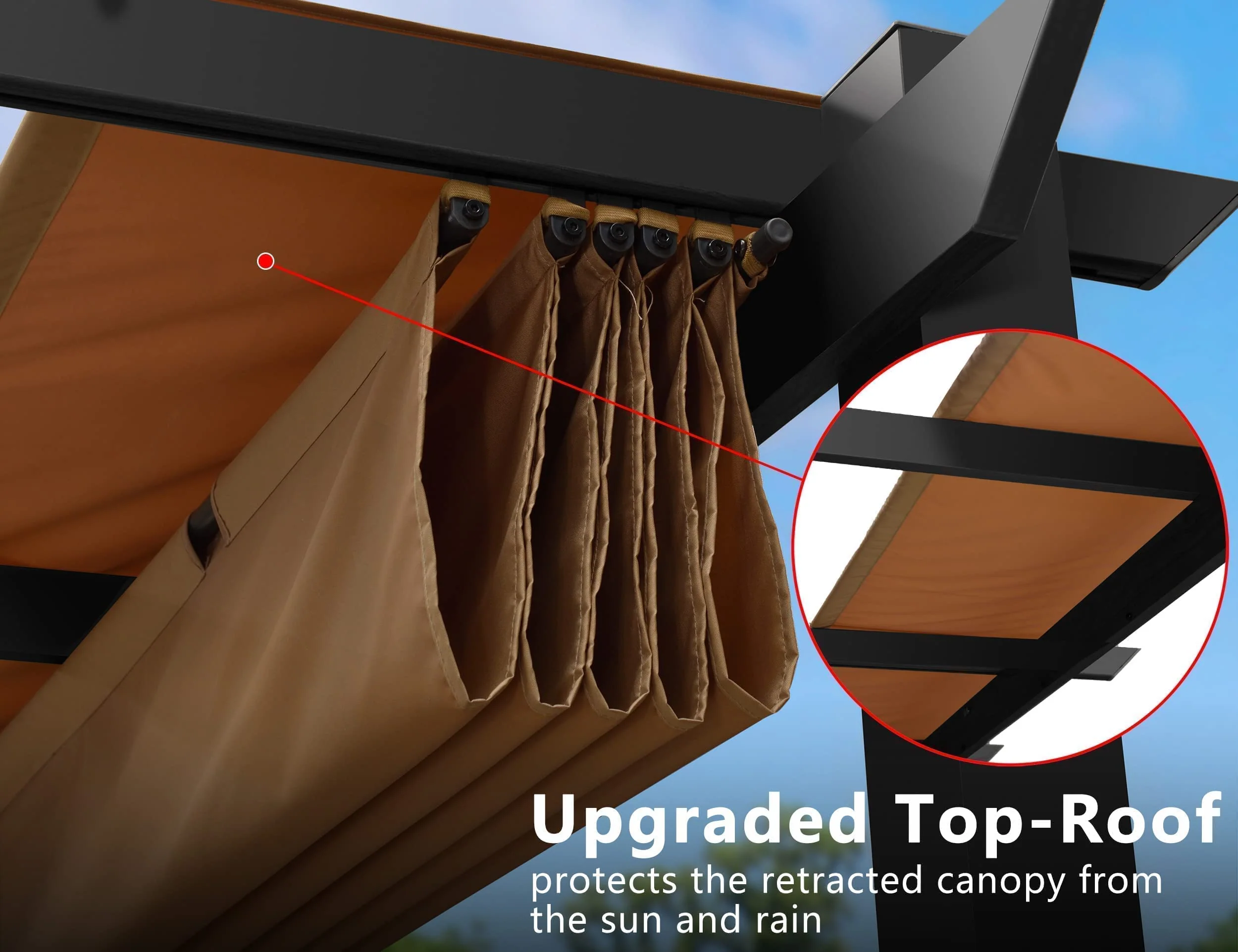 PURPLE LEAF Retractable Pergola with Double Sun Shade Canopy  Heavy-Duty Aluminum Pergola - Image 33