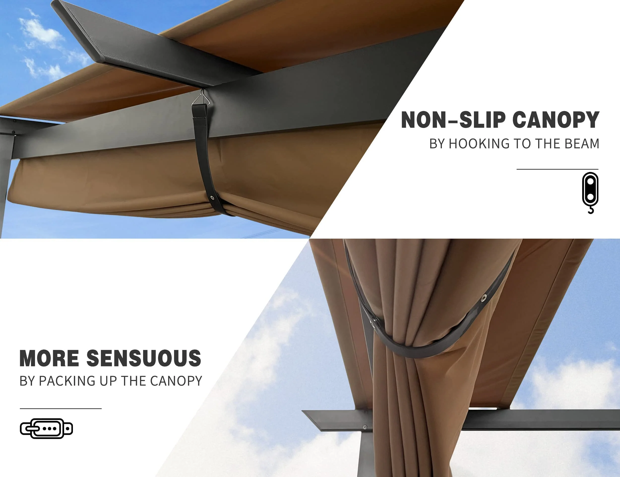 PURPLE LEAF Retractable Pergola with Double Sun Shade Canopy  Heavy-Duty Aluminum Pergola - Image 36