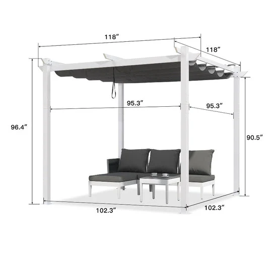 PURPLE LEAF Retractable Pergola with Double Sun Shade Canopy  Heavy-Duty Aluminum Pergola - Image 39