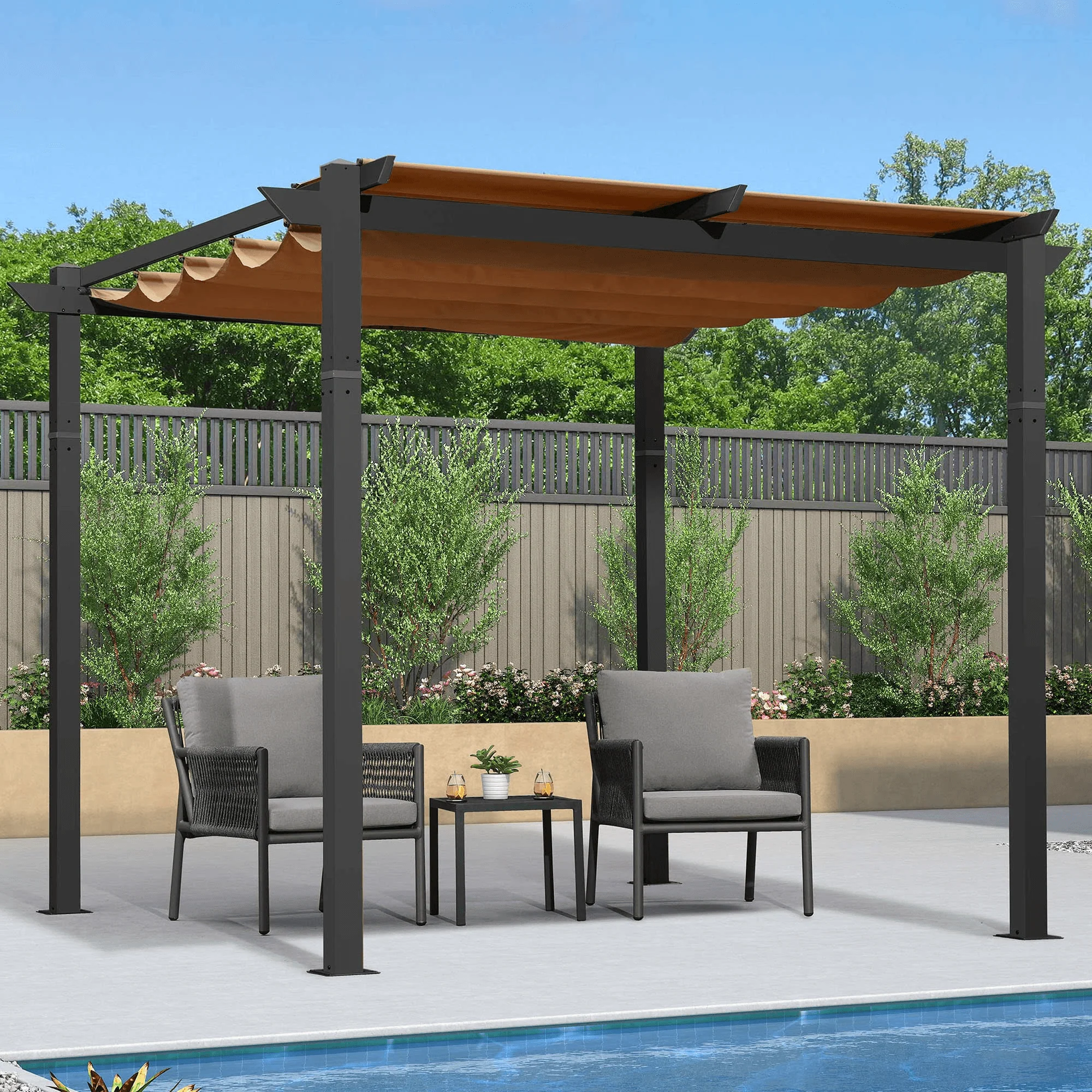PURPLE LEAF Retractable Pergola with Double Sun Shade Canopy  Heavy-Duty Aluminum Pergola - Image 4