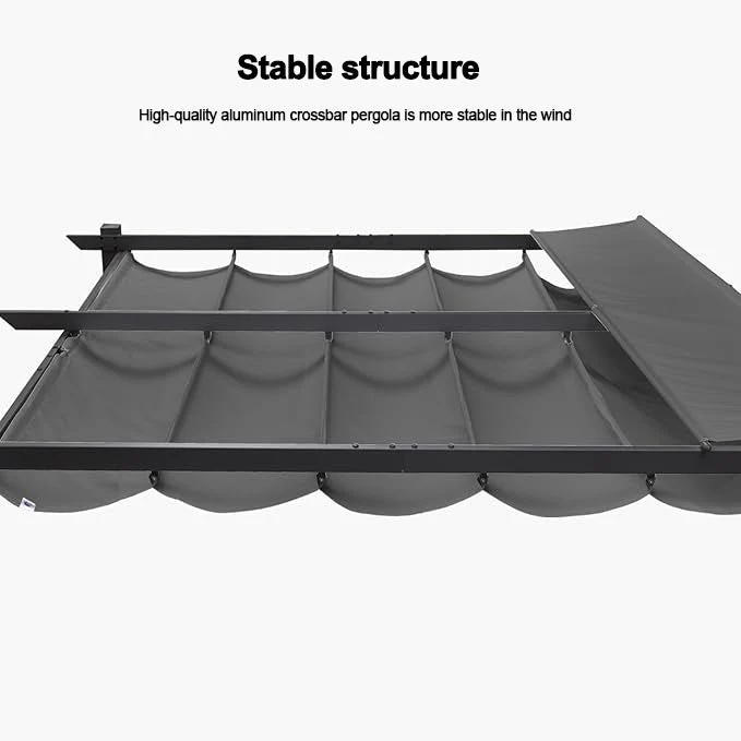 PURPLE LEAF Retractable Pergola with Double Sun Shade Canopy  Heavy-Duty Aluminum Pergola - Image 41