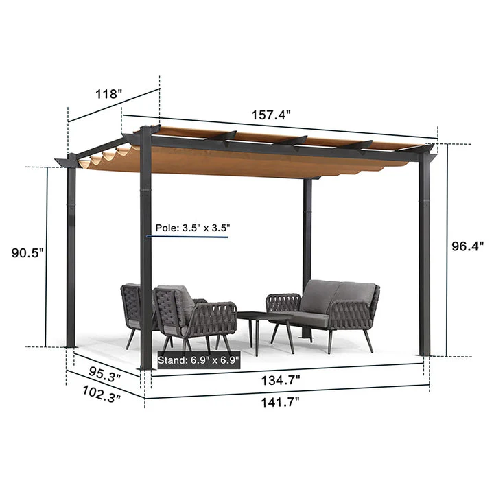 PURPLE LEAF Retractable Pergola with Double Sun Shade Canopy  Heavy-Duty Aluminum Pergola - Image 59