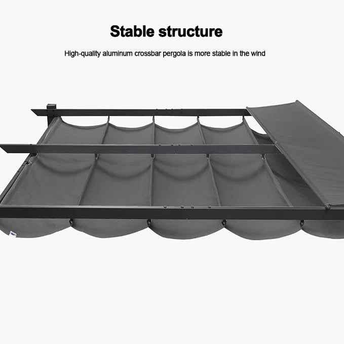 PURPLE LEAF Retractable Pergola with Double Sun Shade Canopy  Heavy-Duty Aluminum Pergola - Image 60