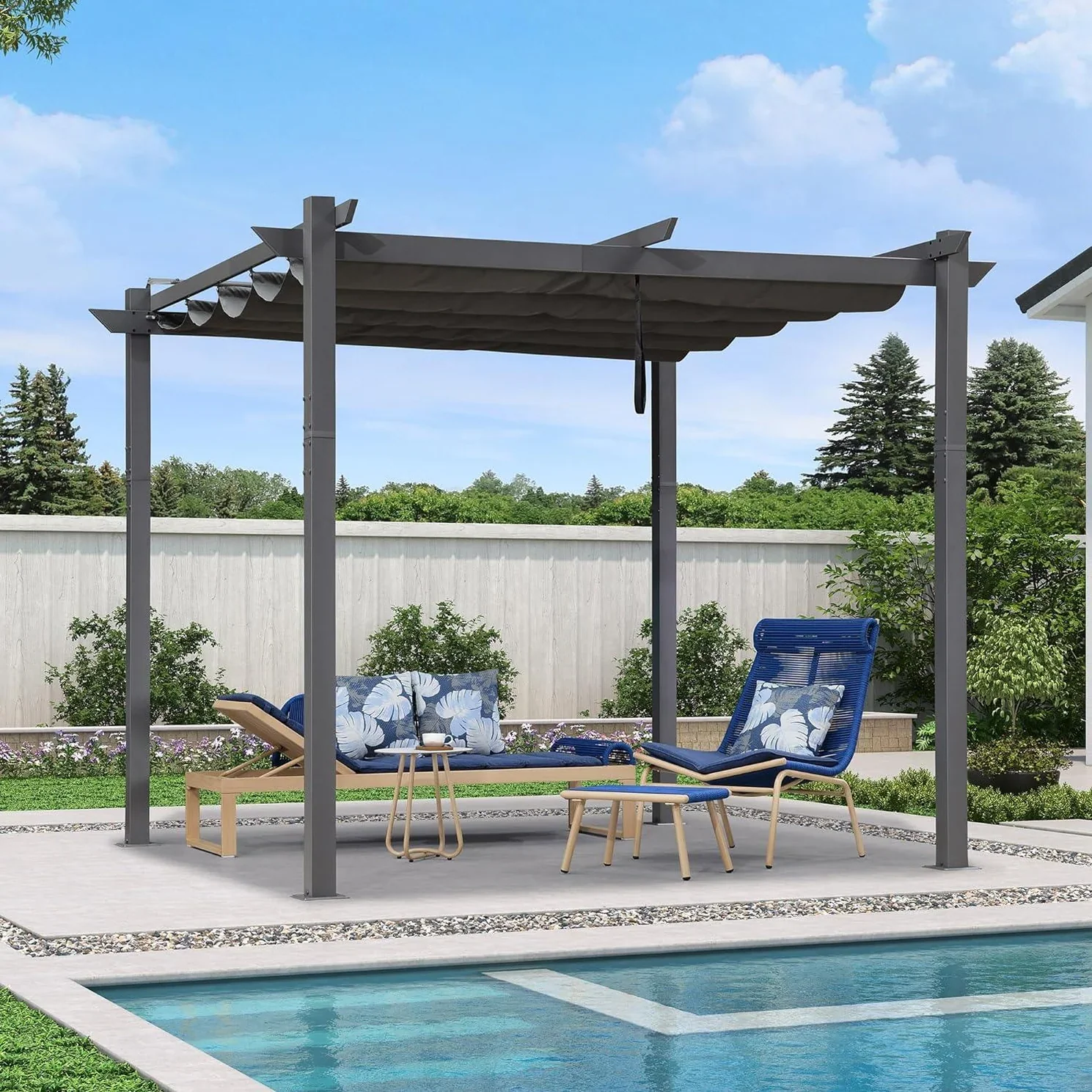 PURPLE LEAF Retractable Pergola with Double Sun Shade Canopy  Heavy-Duty Aluminum Pergola - Image 74