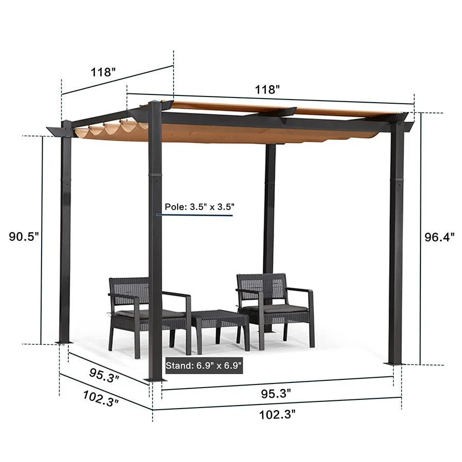 PURPLE LEAF Retractable Pergola with Double Sun Shade Canopy  Heavy-Duty Aluminum Pergola - Image 76