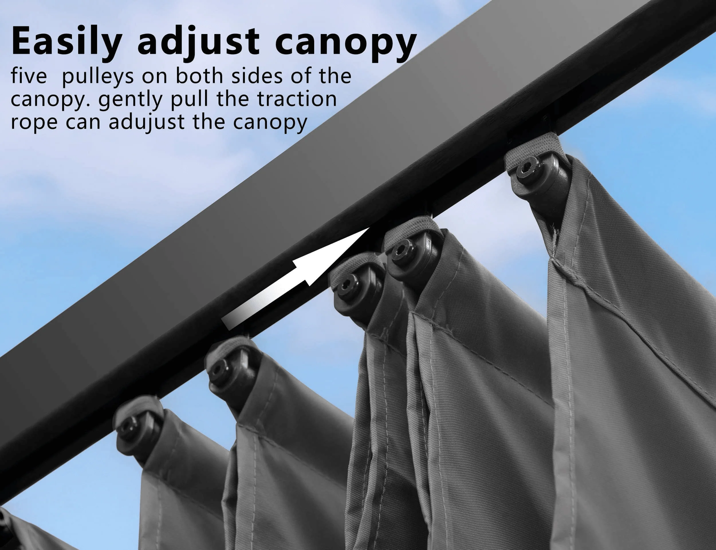 PURPLE LEAF Retractable Pergola with Double Sun Shade Canopy  Heavy-Duty Aluminum Pergola - Image 8
