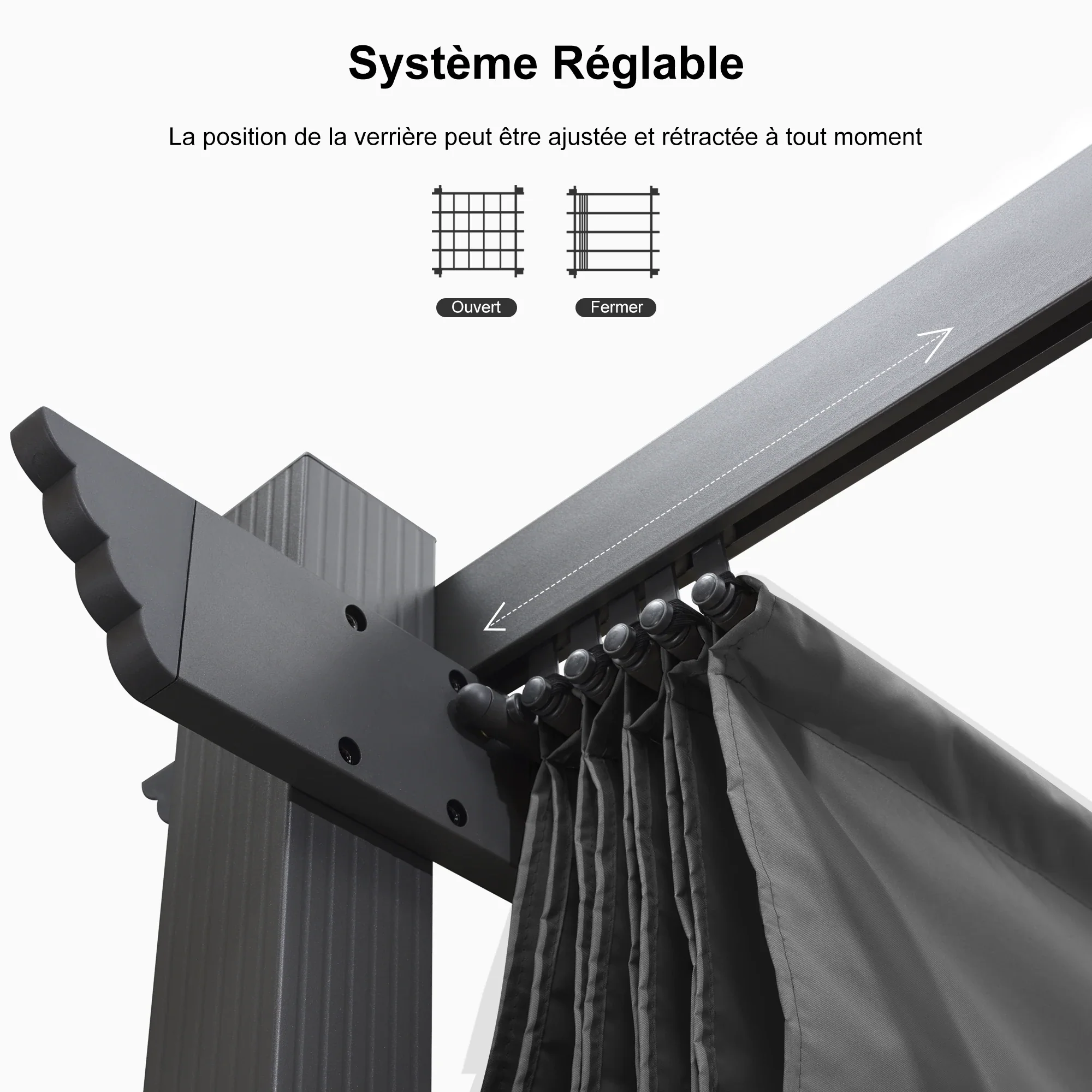 PURPLE LEAF Outdoor Retractable Pergola Patio Shelter Classical Pavilion Grill Gazebo - Image 109