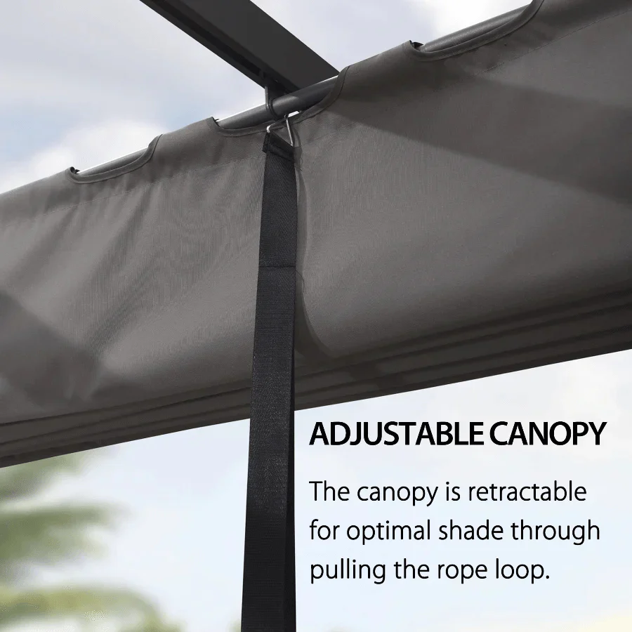PURPLE LEAF Outdoor Retractable Pergola Patio Shelter Classical Pavilion Grill Gazebo - Image 128