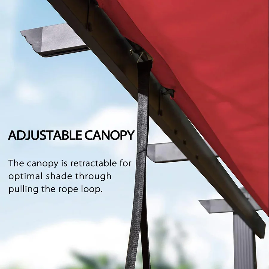 PURPLE LEAF Outdoor Retractable Pergola Patio Shelter Classical Pavilion Grill Gazebo - Image 129