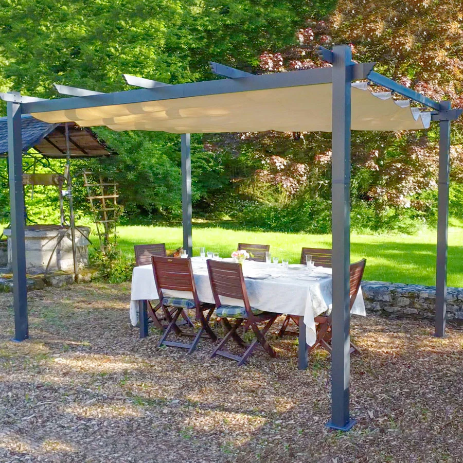 PURPLE LEAF Outdoor Retractable Pergola Patio Shelter Classical Pavilion Grill Gazebo - Image 141