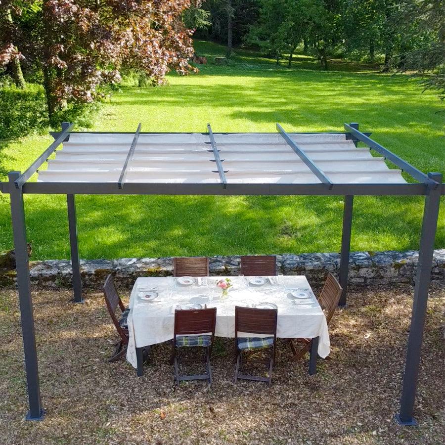 PURPLE LEAF Outdoor Retractable Pergola Patio Shelter Classical Pavilion Grill Gazebo - Image 147