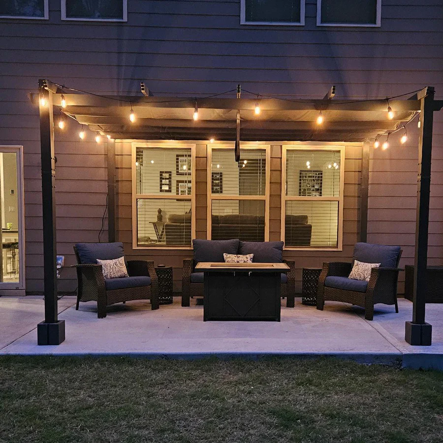 PURPLE LEAF Outdoor Retractable Pergola Patio Shelter Classical Pavilion Grill Gazebo - Image 155