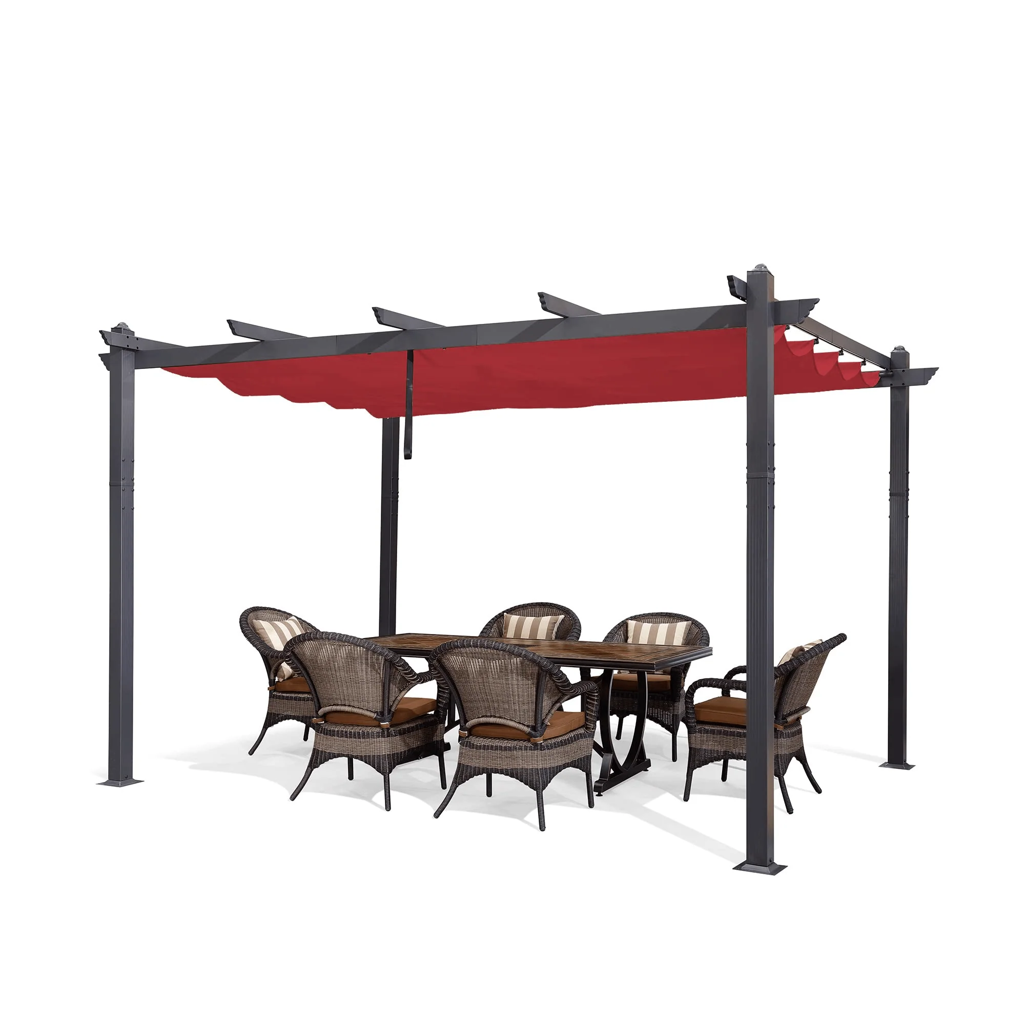 PURPLE LEAF Outdoor Retractable Pergola Patio Shelter Classical Pavilion Grill Gazebo - Image 40