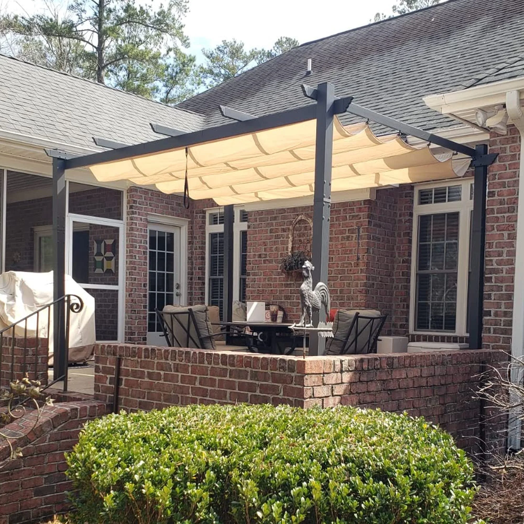 PURPLE LEAF Outdoor Retractable Pergola Patio Shelter Classical Pavilion Grill Gazebo - Image 63