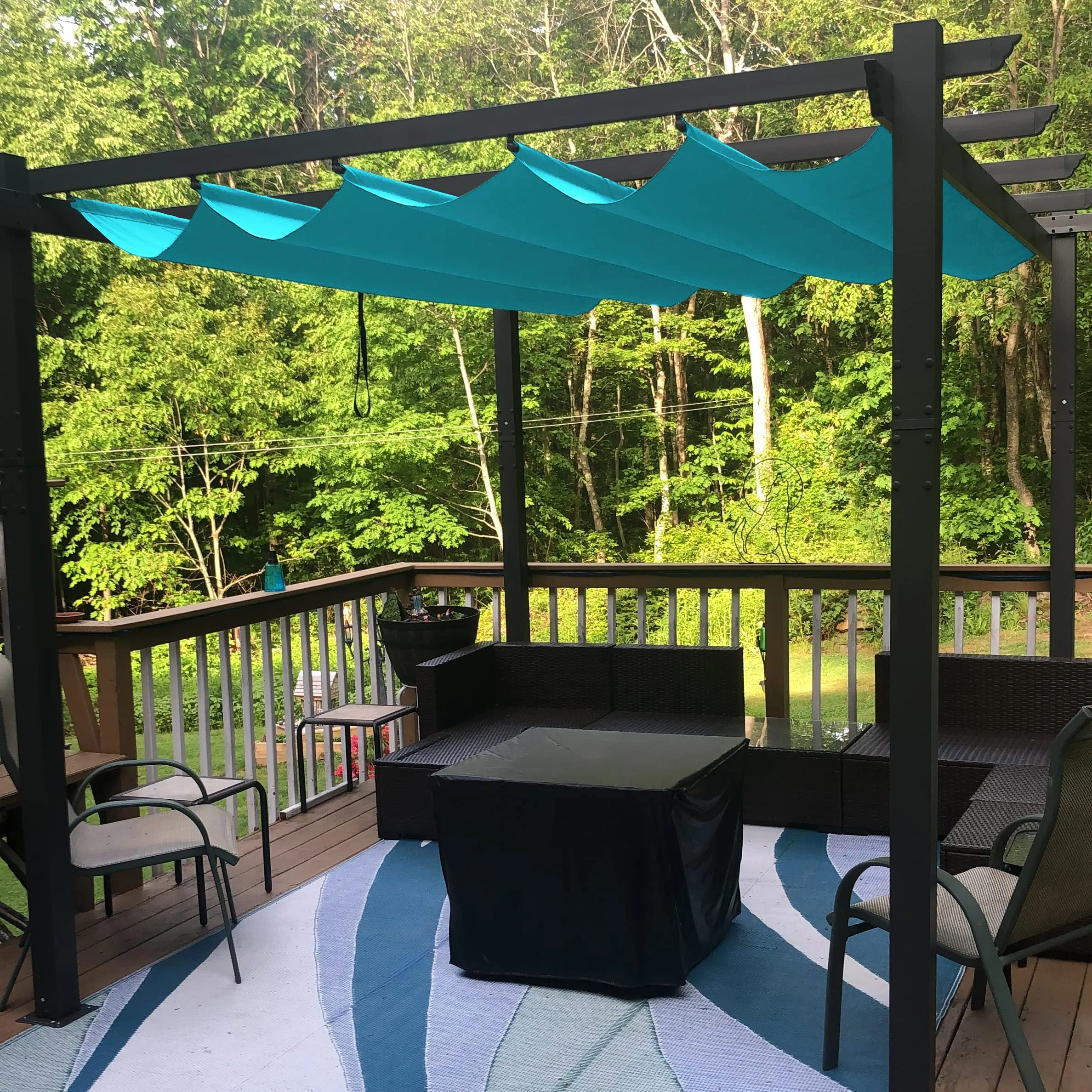 PURPLE LEAF Outdoor Retractable Pergola Patio Shelter Classical Pavilion Grill Gazebo - Image 65