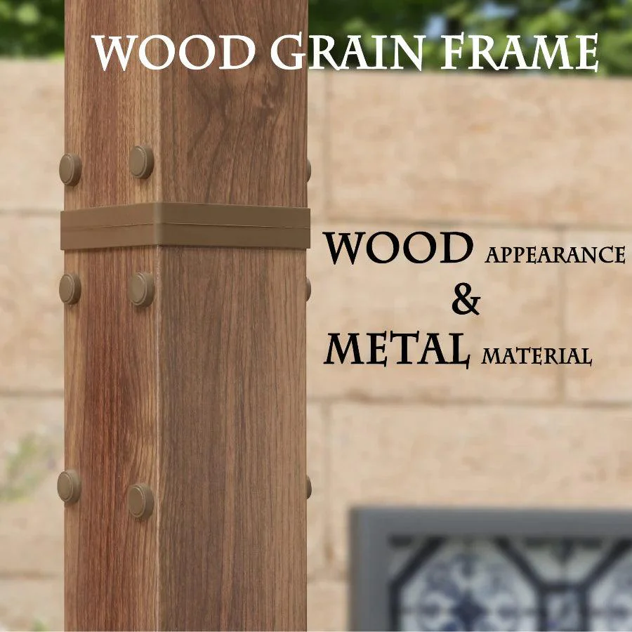 PURPLE LEAF Outdoor Retractable Pergola Natural Wood Grain Frame Grill Gazebo - Image 19